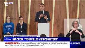 Conflit entre Israël et le Hamas: Emmanuel Macron "déteste le débat" sur la valeur "des vies des Juifs" et des "vies des Palestiniens"