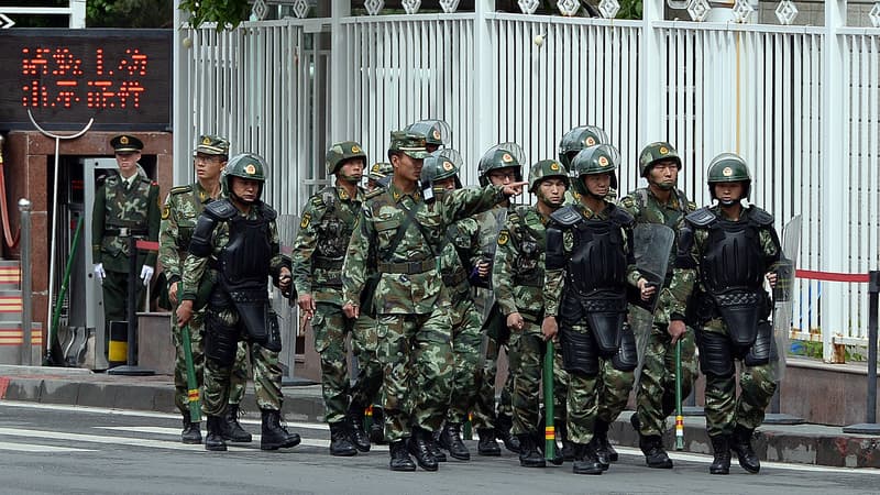 Des militaires chinois lors d'un attentat en mai 2014 (photo d'illustration).