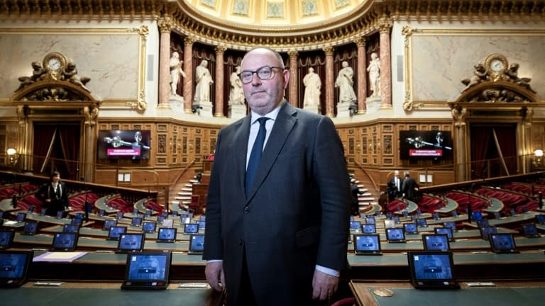 Le sénateur (LR) Laurent Duplomb dans l'hémicycle du Sénat, le 11 février 2025 à Paris