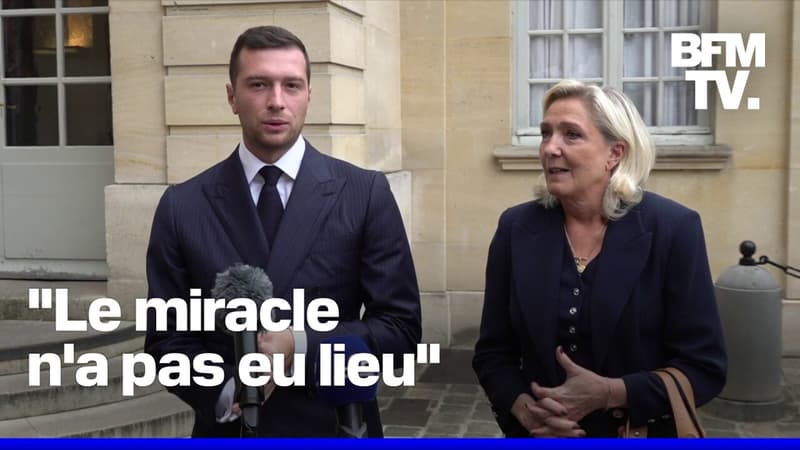 François Bayrou, dissolution: le micro tendu de Marine Le Pen et Jordan Bardella en intégralité