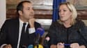 Sébastien Chenu et Marine Le Pen, lors d'une conférence de presse à Paris, le 12 décembre.