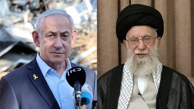 Benyamin Nétanyahou et l'ayatollah Ali Khamenei 