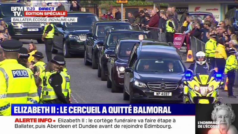 Le convoi funéraire d'Elizabeth II est arrivé à Ballater en Écosse dans un silence total