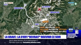 Hautes-Alpes: la D1091 pour rejoindre l'Isère devrait rouvrir ce lundi soir "normalement"