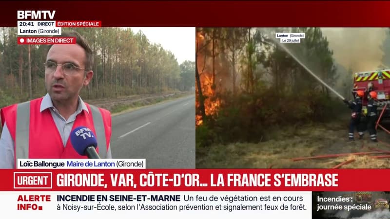 Incendies en Gironde: "Ce soir, la situation est apaisée", indique Loïc Ballongue, maire de Lanton