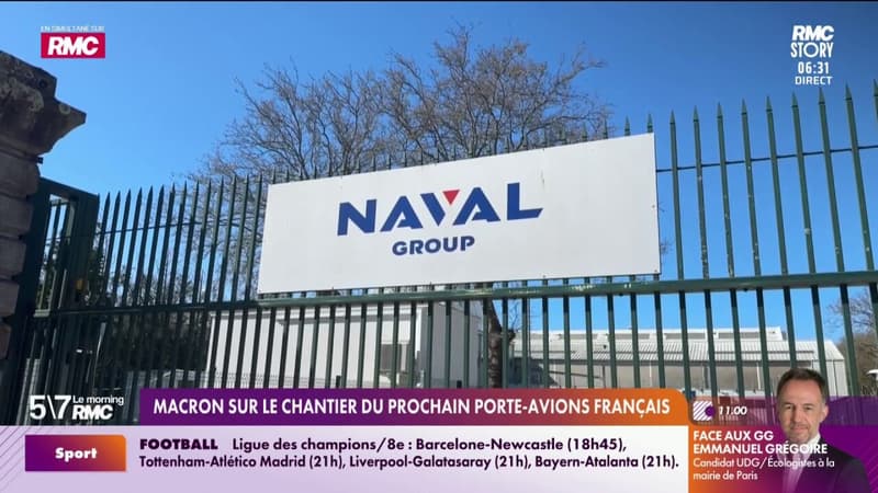 Macron sur le chantier du prochain porte-avions français
