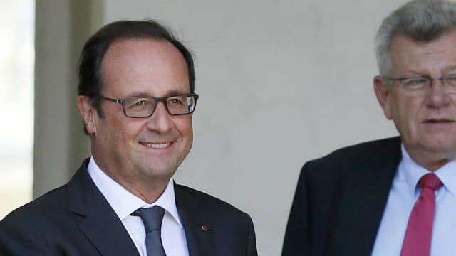 François Hollande et Manuel Valls en 2014 sur le péron de l'Elysée.