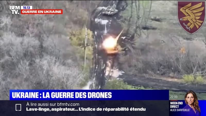 Guerre en Ukraine: les images d'un char russe attaqué au lance-roquettes par un soldat ukrainien infiltré