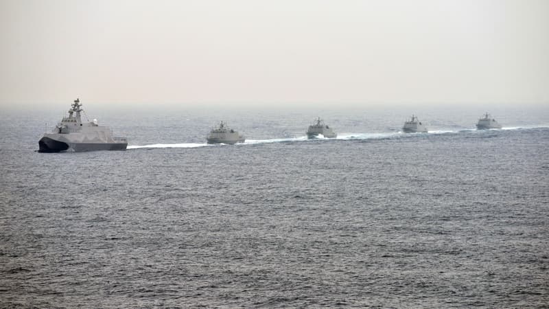 Des vaisseaux suivent une corvette taïwanaise en mer de Chine. (Illustration)