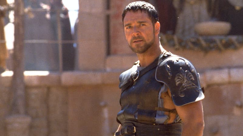 Russel Crowe dans Gladiator de Ridley Scott.
