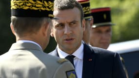 Emmanuel Macron lors de la commémoration de l'Appel du 18 juin, le 18 juin 2017 au Mont-Valérien 