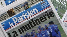 La Une du Parisien après le naufrage de l'Equipe de France lors de la Coupe du Monde 2010