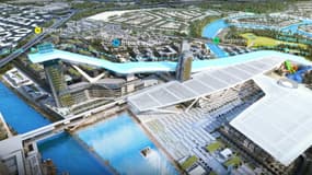 Plan de la future plus grande station de ski couverte au monde, que Dubaï compte construire, avec une piste de 1,2 km.