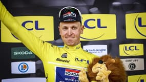Tim Merlier après sa victoire de la première étape de Paris-Nice 2025