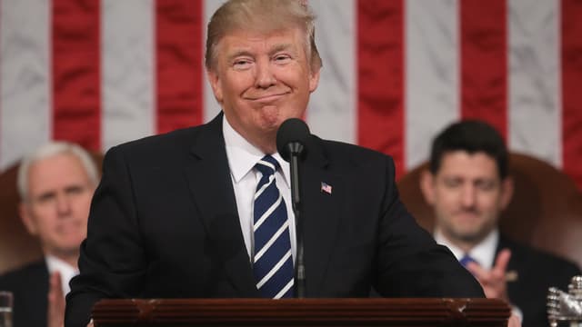 Le 45e président américain, Donald Trump, s'exprimant devant le Congrès. 