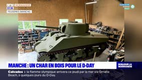 80e D-Day: une réplique parfaite d'un char fait en bois arrive à Feugères