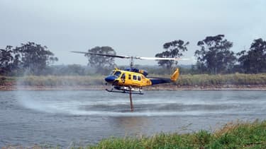 Un hélicoptère bombardier remplit ses réservoirs d'eau dans le Queensland, en Australie, le 29 novembre 2018 (photo d'illustration)