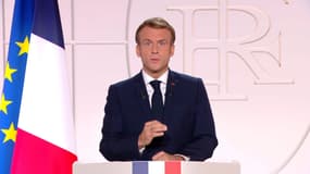 Emmanuel Macron lors de son allocution du 9 novembre 2021.