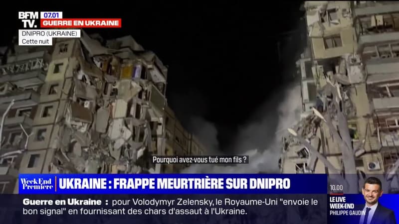 En Ukraine, une frappe touche un immeuble résidentiel à Dnipro