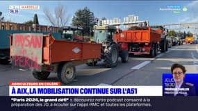 Colère des agriculteurs: la mobilisation continue sur l'A51 à Aix-en-Provence