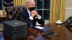 Le 46e président des États-Unis, Joe Biden dans le bureau ovale ce mercredi.