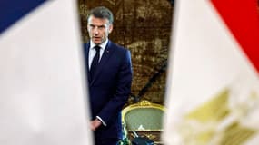 Emmanuel Macron après sa rencontre avec le président égyptien au palais présidentiel du Caire, le 7 avril 2025.