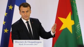 Emmanuel Macron lors de son discours à l'université de Ouagadougou, le 28 novembre 2017.