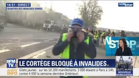 Gilets jaunes: échanges de projectiles et de gaz lacrymogènes entre manifestants et forces de l'ordre aux Invalides à Paris