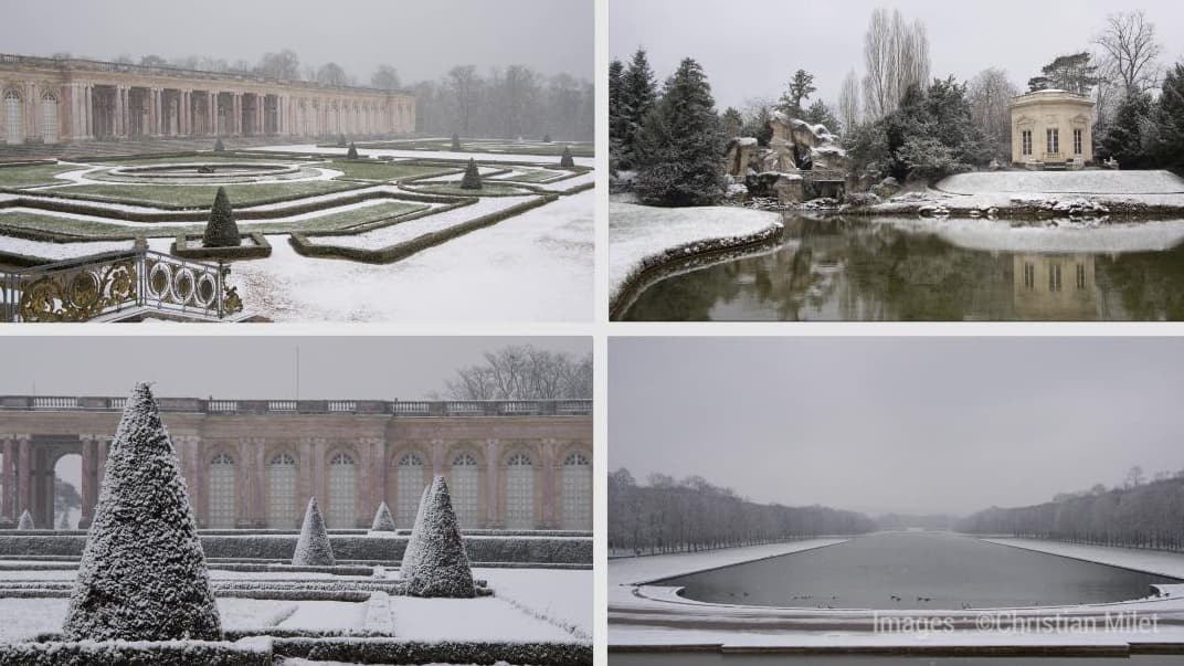 En images, le château de Versailles sous la neige
