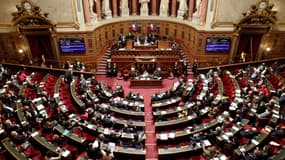 L'hémicycle du Sénat le 11 janvier 2022 à Paris 