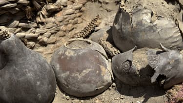 Aux côtés des deux momies, des offrandes, notamment de la vaisselle en terre cuite, douze sacs de toile et les restes de trois cochons d'Inde.