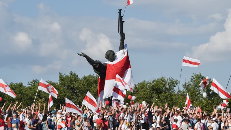 La manifestation dans le centre de Minsk, le 16 août 2020