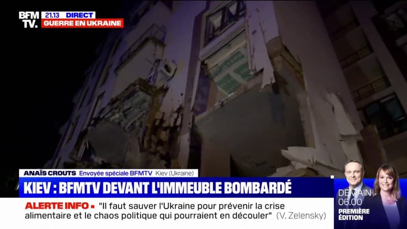 Ukraine: les envoyés spéciaux de BFMTV devant l'immeuble bombardé à Kiev