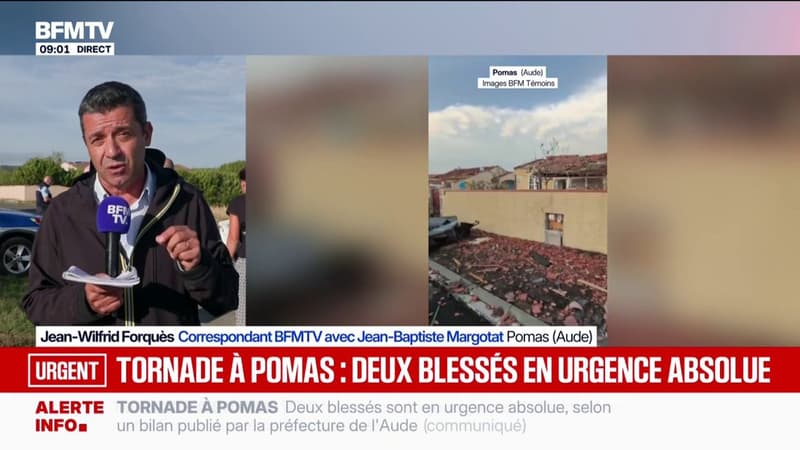 Deux blessés sont en urgence absolue après le passage d'une tornade à Pomas dans l'Aude