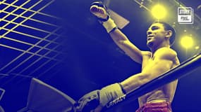 Nordine Oubaali après sa victoire sur Luis Melendez en avril 2018