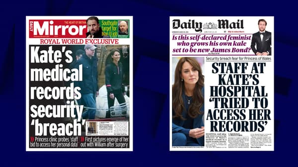 Les unes du Daily Mirror et du Daily Mail, le 20 mars 2024