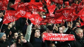 Les supporteurs brestois dans les tribunes du stade Francis-Le Blé, le 18 février 2024, contre l'OM