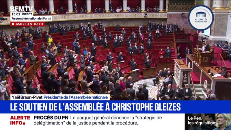 Soutien de l'Assemblée à Christophe Gleizes: "Nous regrettons vivement sa condamnation", affirme Yaël Braun-Pivet