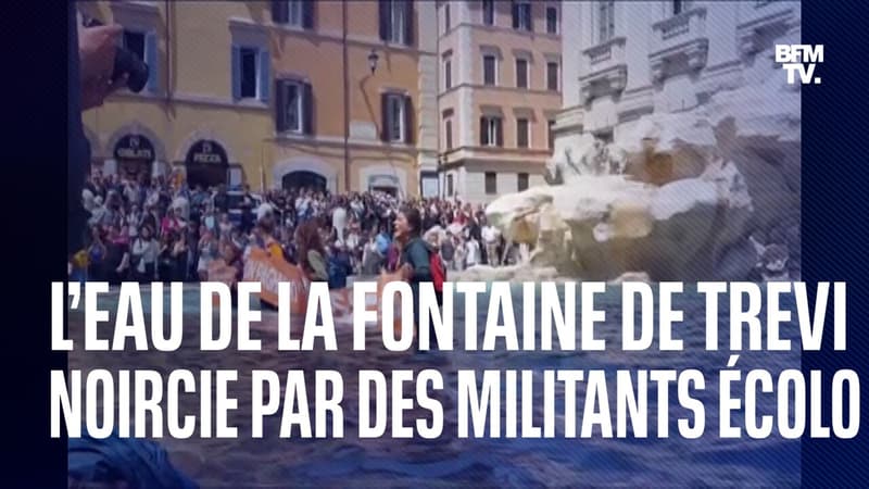 Italie: l'eau de la fontaine de Trevi noircie par des militants écologistes