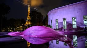Œuvre de l'artiste britannique Ian Kiaer devant le musée d'art moderne de Paris, le 2 octobre 2020