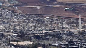 La ville de Lahaina après les incendies meurtriers de la mi-août, sur l'île de Maui, à Hawaï, le 21 août 2023.