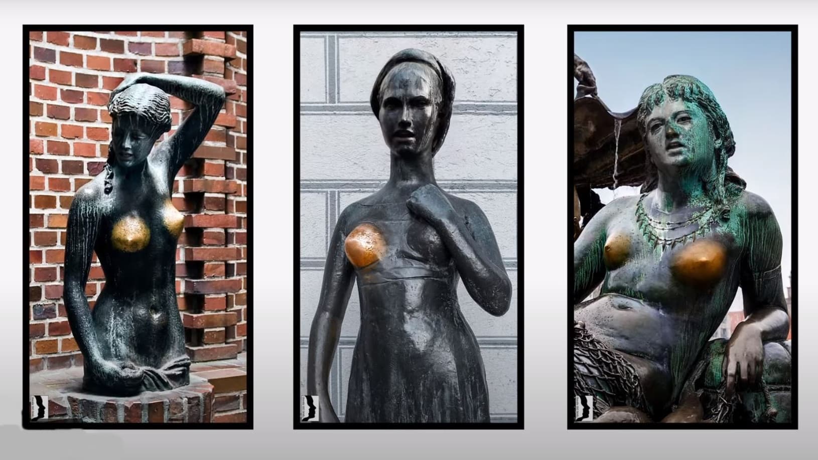 La statue "La jeune fille" de Brême, "Juliette Capulet" à Munich et "la femme du Rhin" à Berlin (de gauche à droite). La statue "La jeune fille" de Brême, "Juliette Capulet" à Munich et "la femme du Rhin" à Berlin (de gauche à droite).