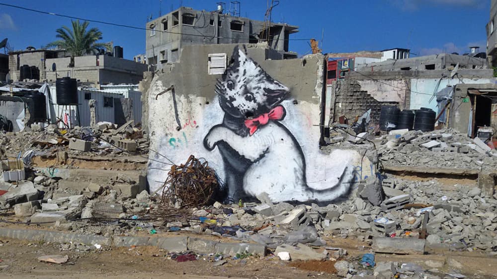 Une des peintures de Banksy à Gaza 