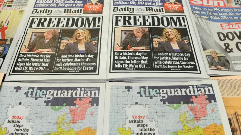 Les unes de la presse britannique, le 29 mars 2017.