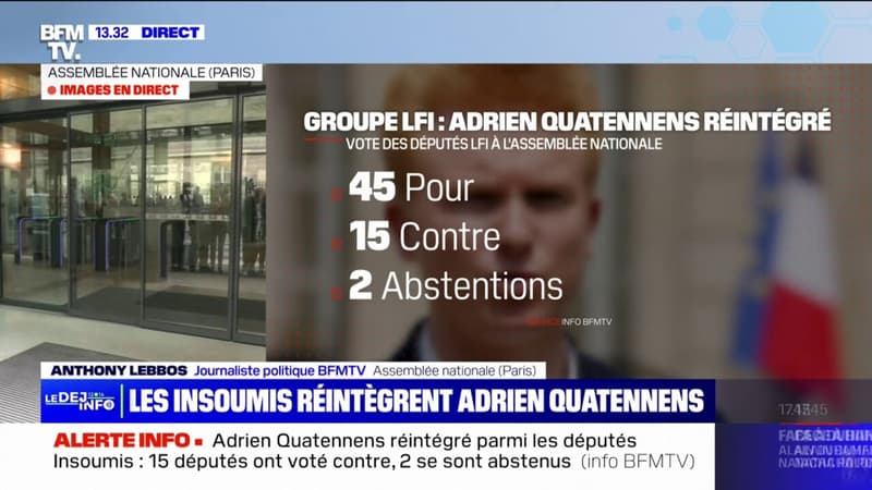Quatre mois après sa condamnation pour violences conjugales, Adrien Quatennens réintégré par LFI