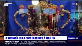 Toulon: présentation du trophée de la Coupe du monde de rugby 2023 à la gare
