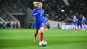 Eugénie Le Sommer avec l'équipe de France en Ligue des nations féminine, 21 février 2025