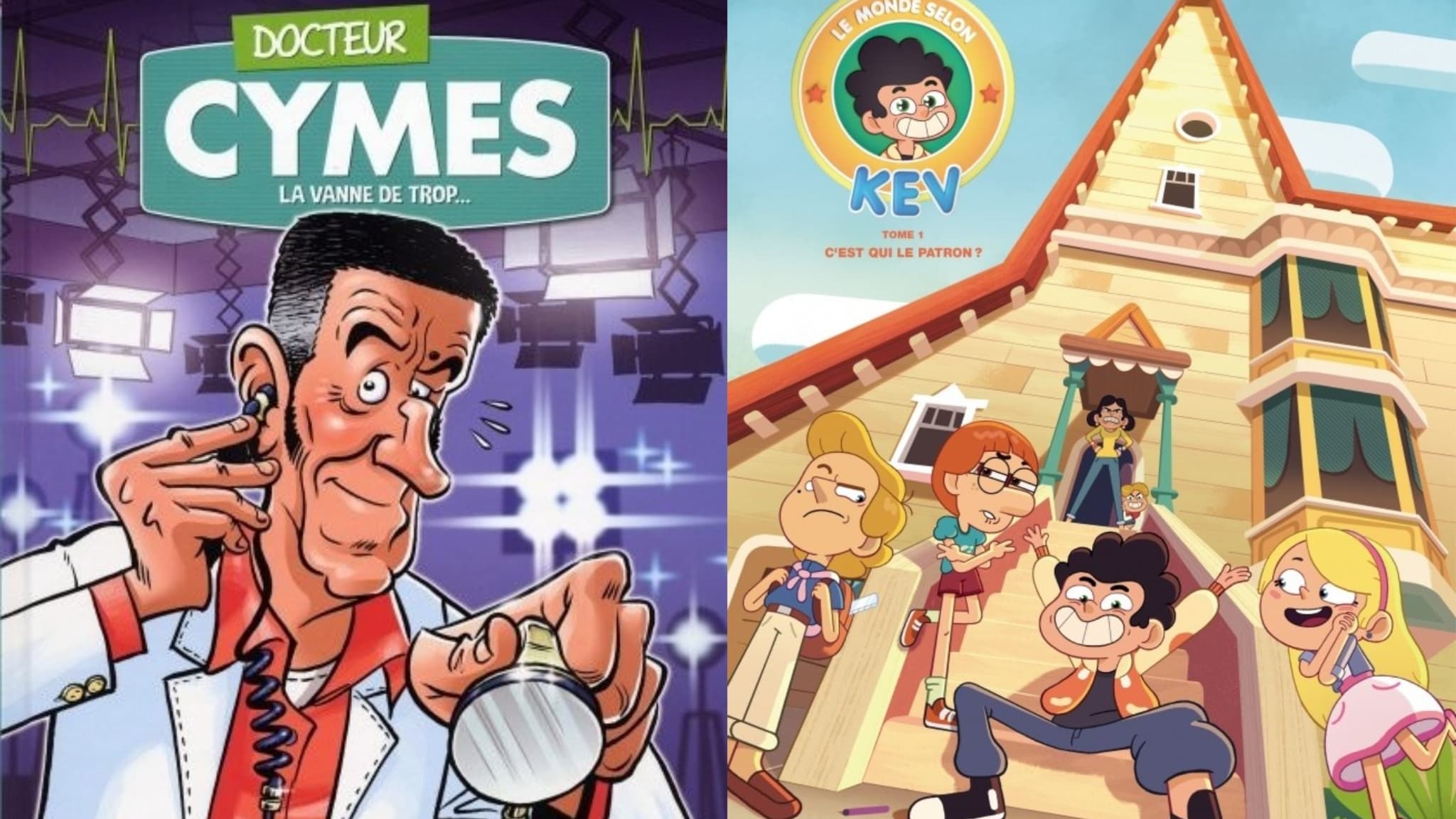 Les couvertures des BD de Michel Cymes et de Kev Adams
