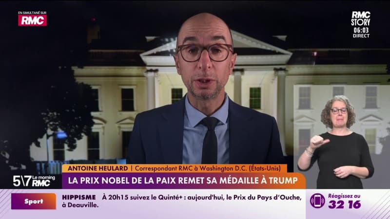 La prix Nobel de la paix remet sa médaille à Trump