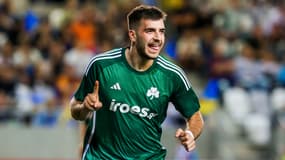 Fotis IOANNIDIS de Panathinaikos lors du match de qualification de la Ligue des champions de l'UEFA entre SC Dnipro-1 et Panathinaikos le 25 juillet 2023 à la Kosicka Futbalova Arena de Kosice, Slovaquie